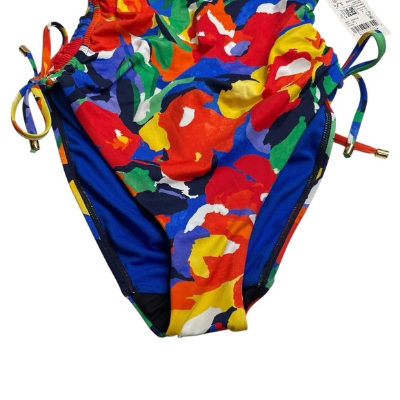 Lauren Ralph Lauren Floral Shirred V-Neck One-Piece Size 6 New NWT - Picture 4 of 7